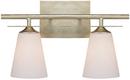 10 in. 100W 2-Light Vanity Fixture in Winter Gold with Soft White Glass Shade