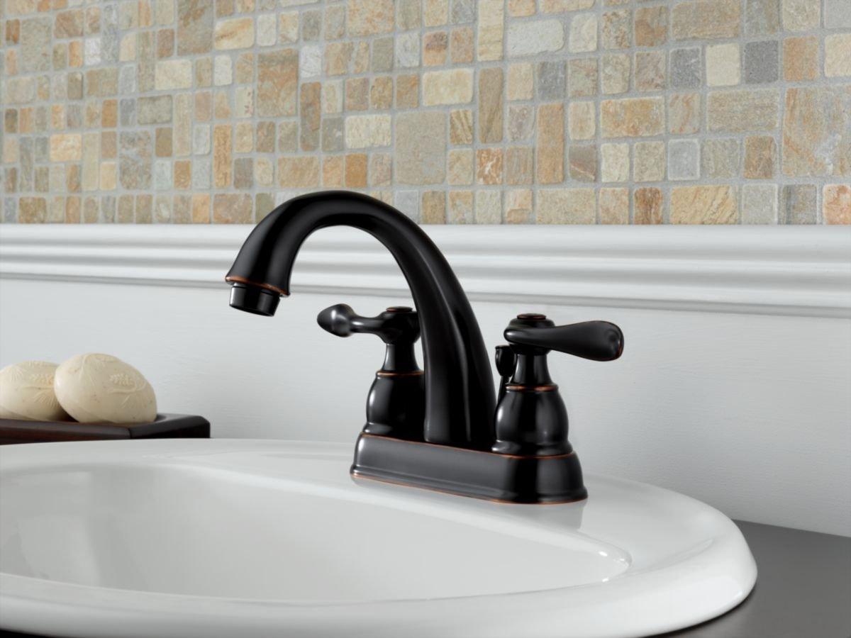 Delta Faucet Brilliance Polished Brass Two Handle Centerset Bathroom Sink Faucet 