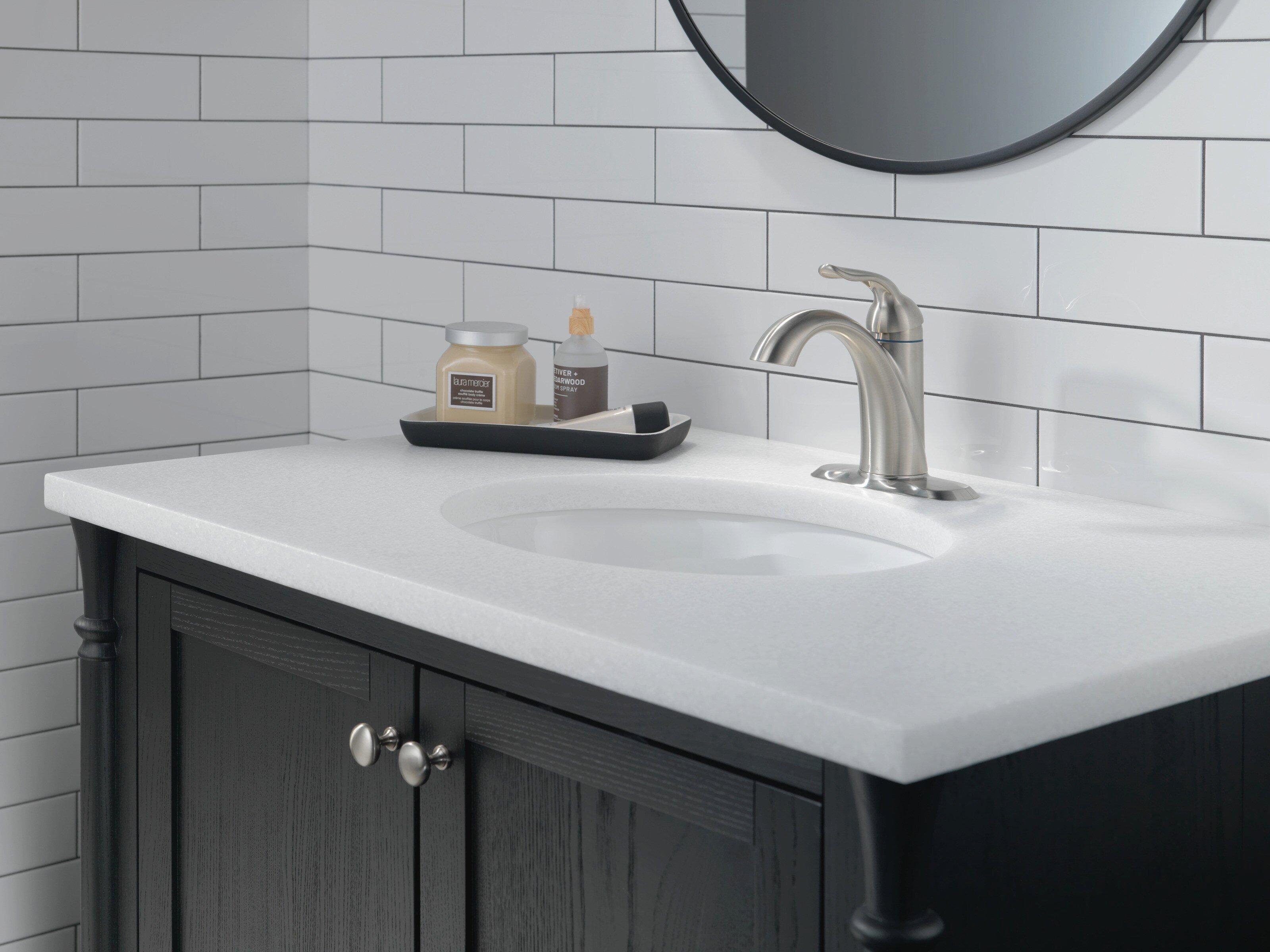 Delta Faucet Brilliance Stainless Single Handle Centerset Bathroom Sink Faucet 