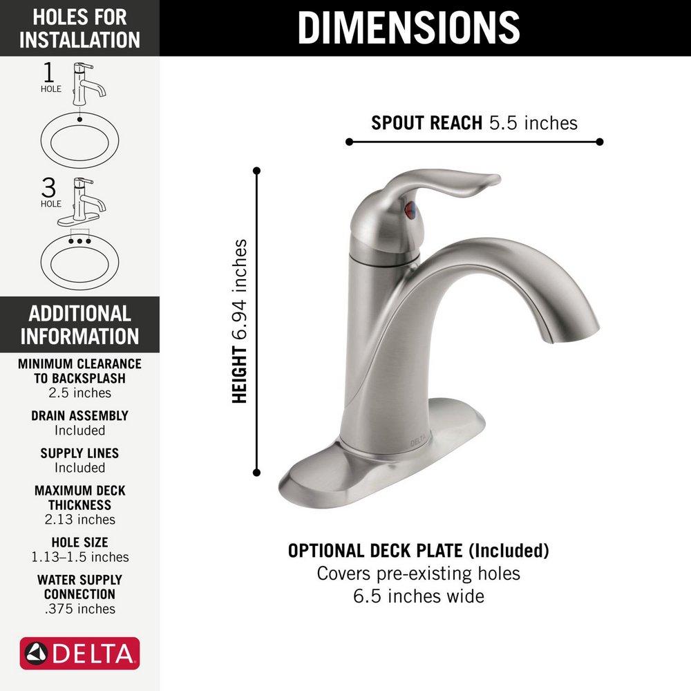 Delta Faucet Brilliance Stainless Single Handle Centerset Bathroom Sink Faucet with Pop-Up Drain Assembly 