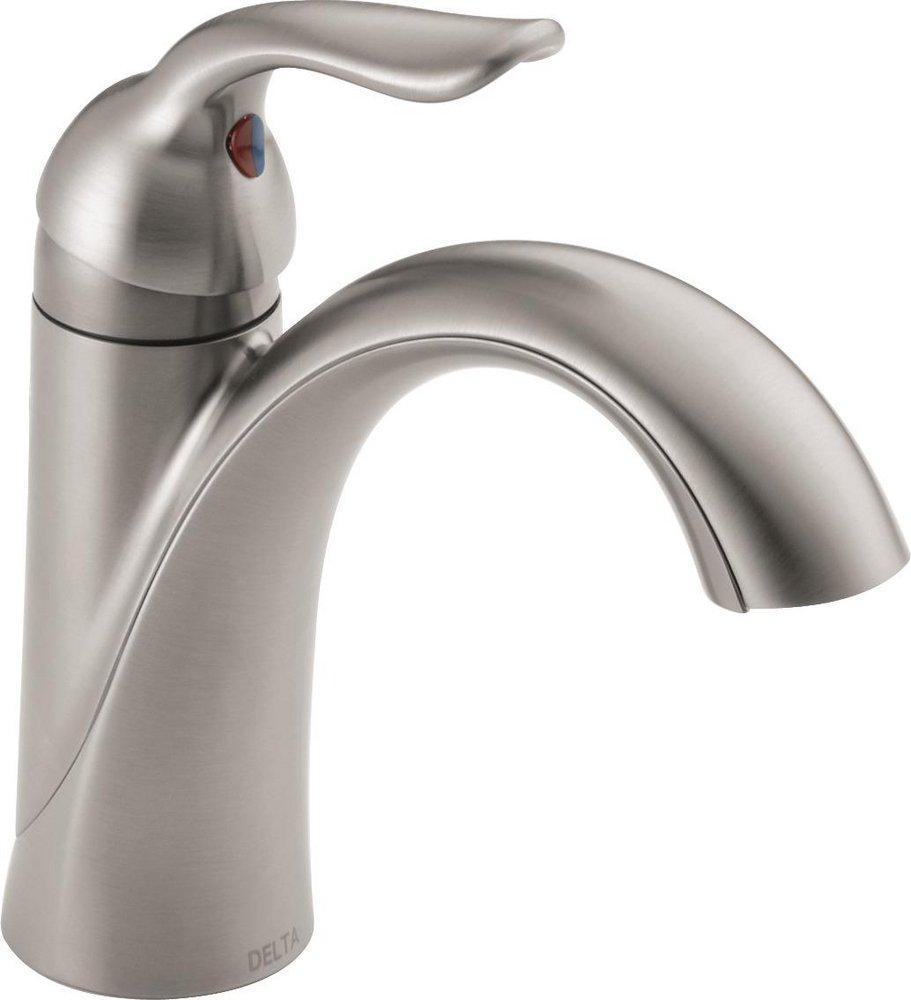 Delta Faucet Brilliance&reg; Stainless Single Handle Centerset Bathroom Sink Faucet with Pop-Up Drain Assembly 