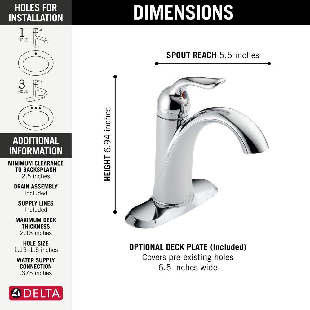 Delta Faucet Chrome Single Handle Centerset Bathroom Sink Faucet with Pop-Up Drain Assembly 