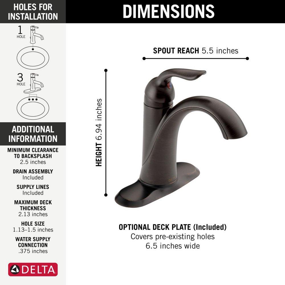 Delta Faucet Venetian Bronze Single Handle Centerset Bathroom Sink Faucet with Pop-Up Drain Assembly 