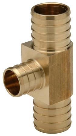 1 x 1 x 3/4 in. Barbed Brass Reducing Tee