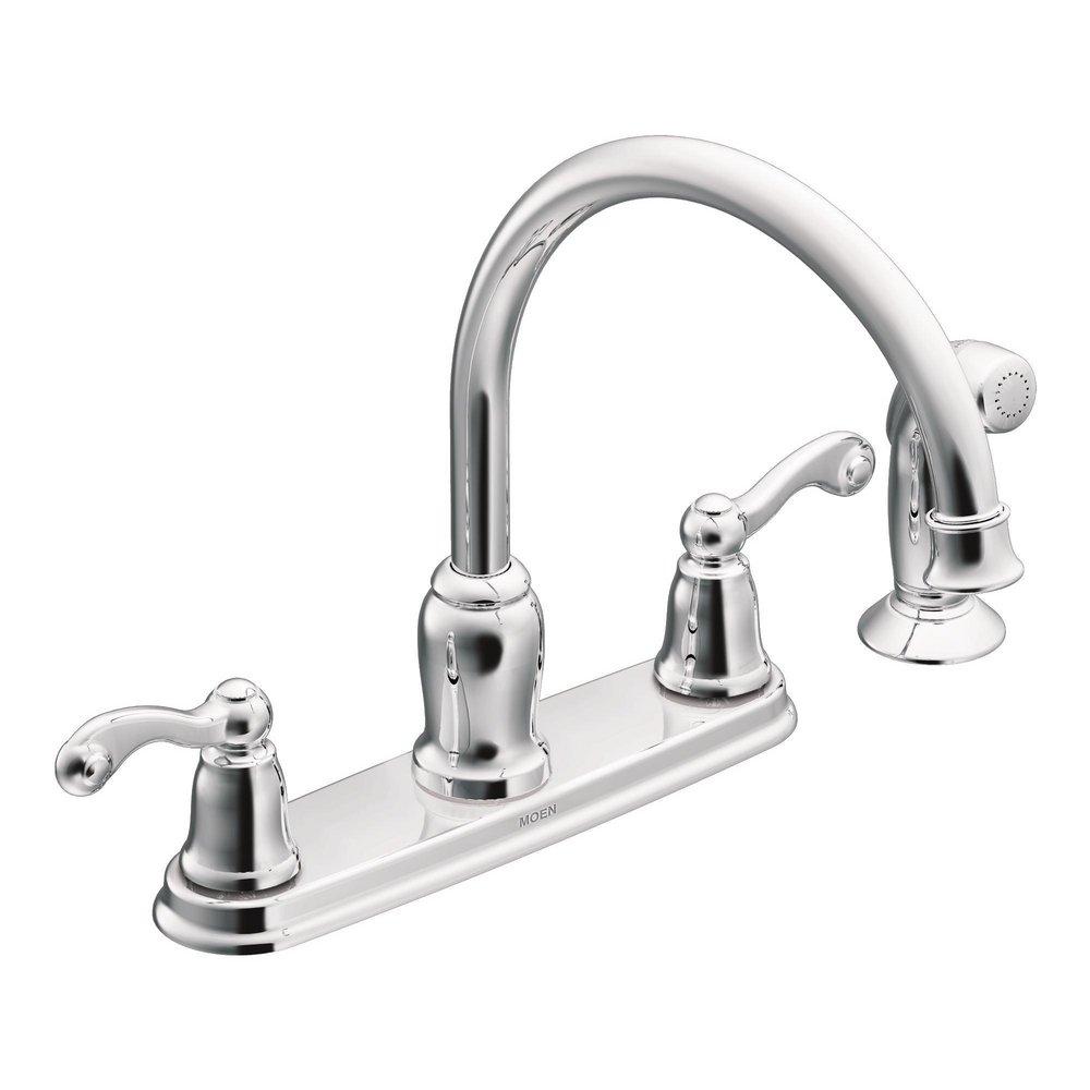 Moen Polished Chrome 1.5 gpm Double Lever Handle Kitchen Sink Faucet High Arc Spout 1/2 in. IPS Connection 