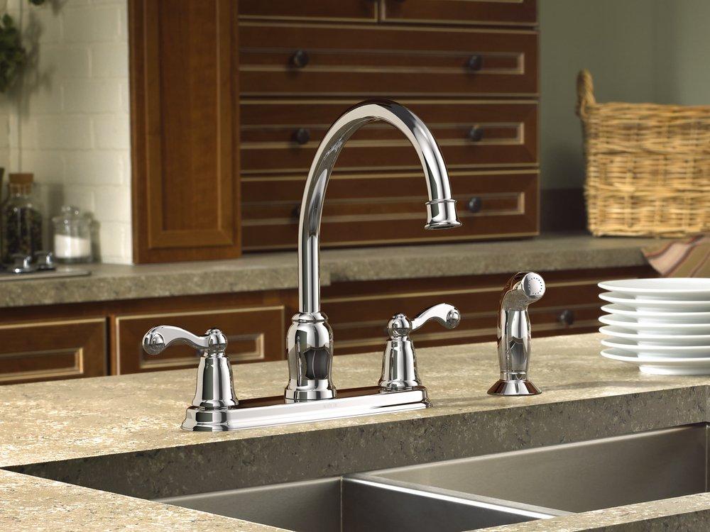 Moen Polished Chrome 1.5 gpm Double Lever Handle Kitchen Sink Faucet High Arc Spout 1/2 in. IPS Connection 
