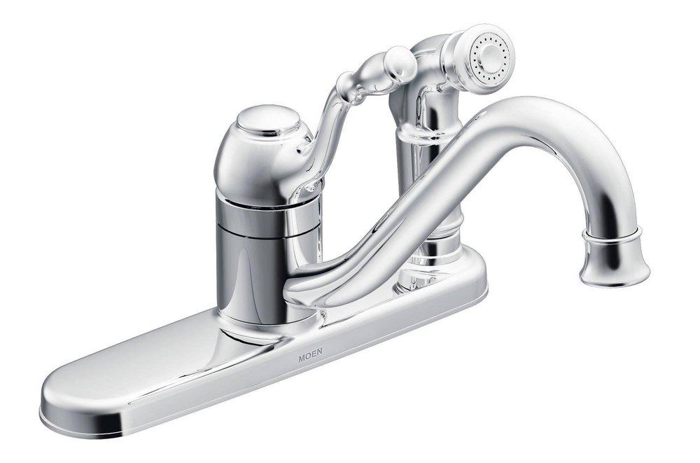 Moen Polished Chrome Low Arc Kitchen Faucet with Single Lever Handle 