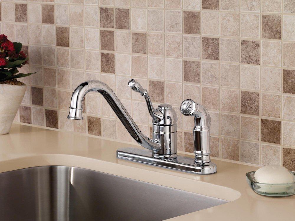 Moen Polished Chrome Low Arc Kitchen Faucet with Single Lever Handle 