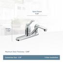 Moen Polished Chrome 3-Hole Low Arc Kitchen Sink Faucet with Single Lever Handle 
