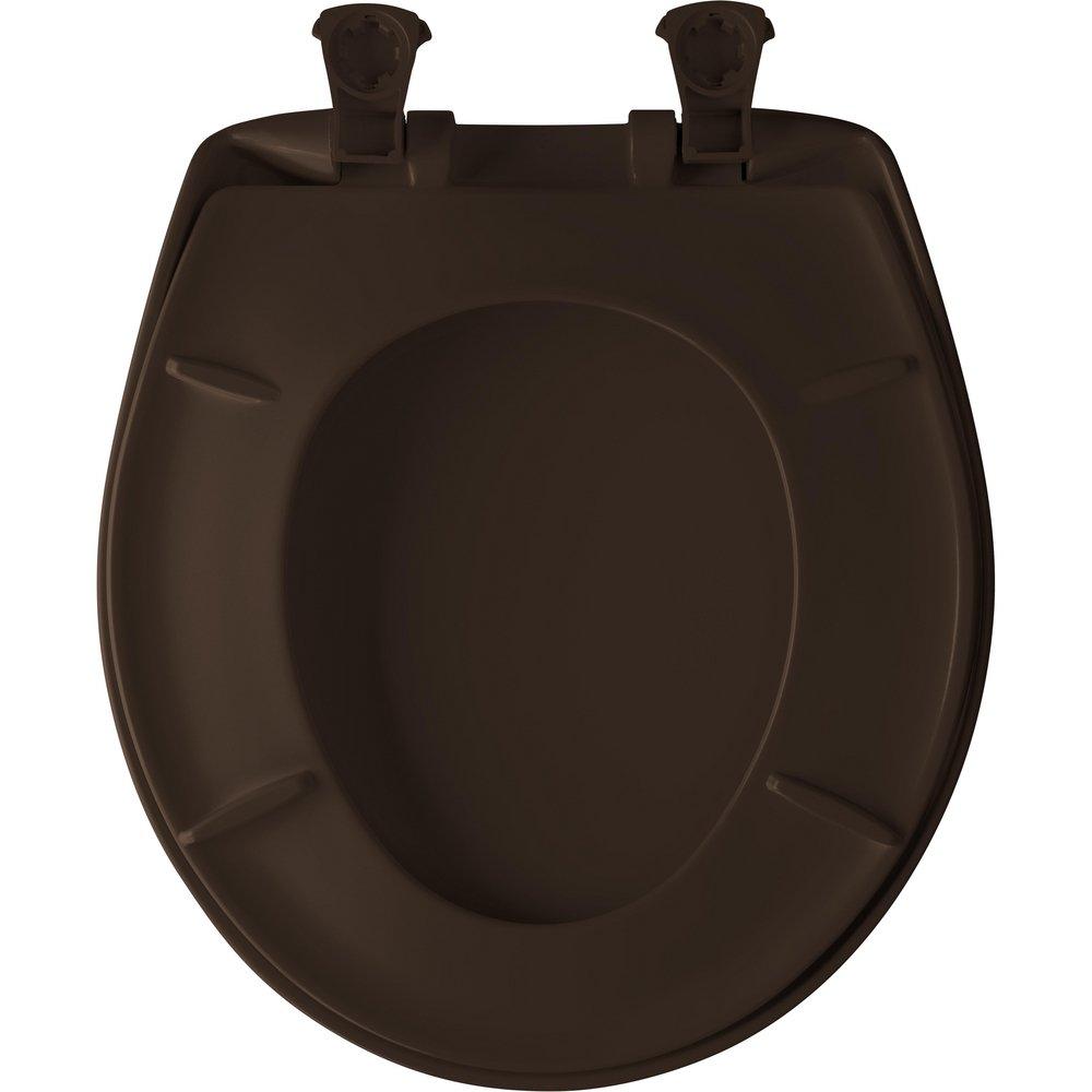 Bemis Espresso Brown Round Closed Front Toilet Seat with Cover 