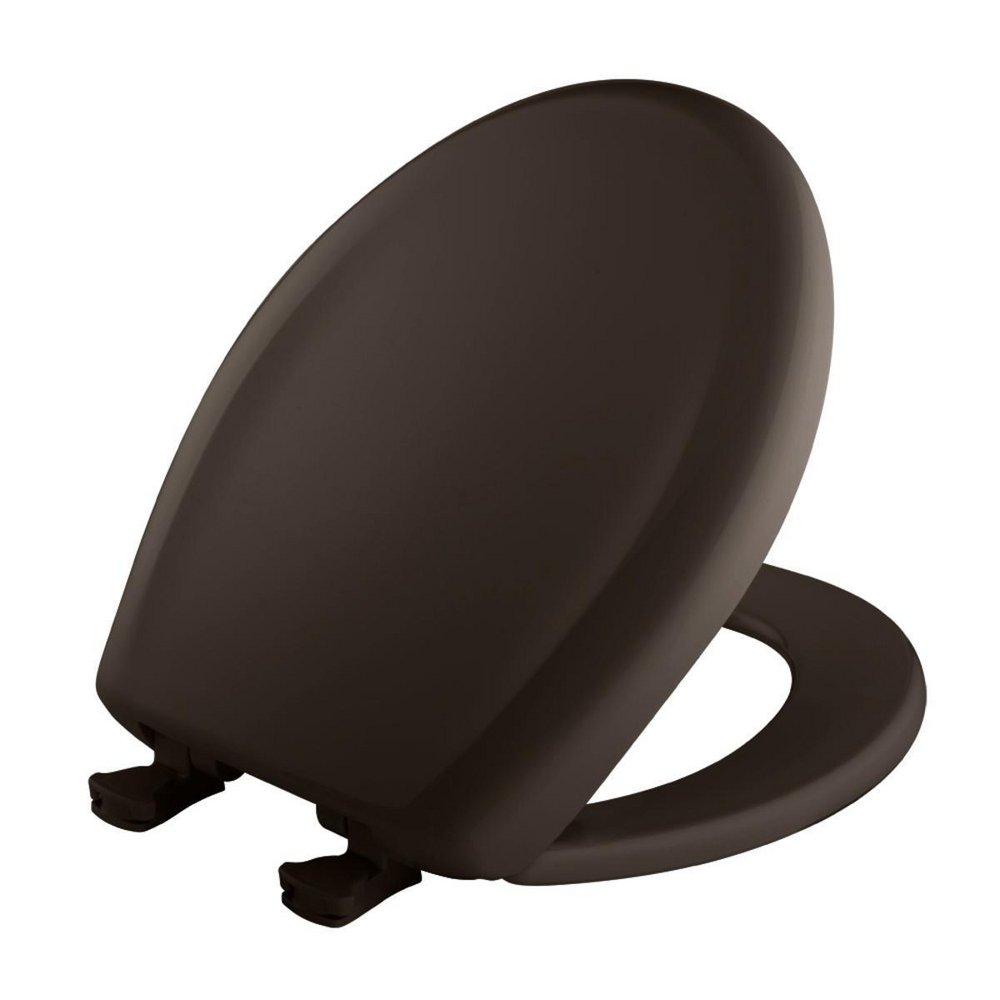 Bemis Espresso Brown Round Closed Front Toilet Seat with Cover 