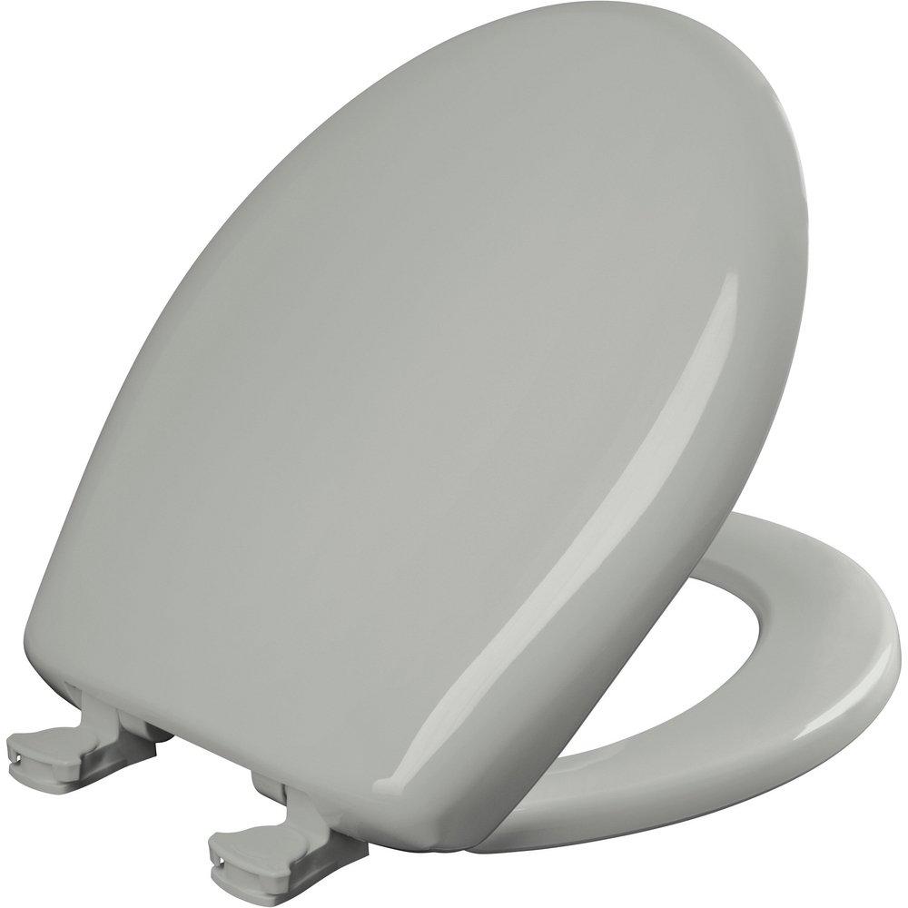 Bemis Ice Grey Round Closed Front Toilet Seat with Cover 
