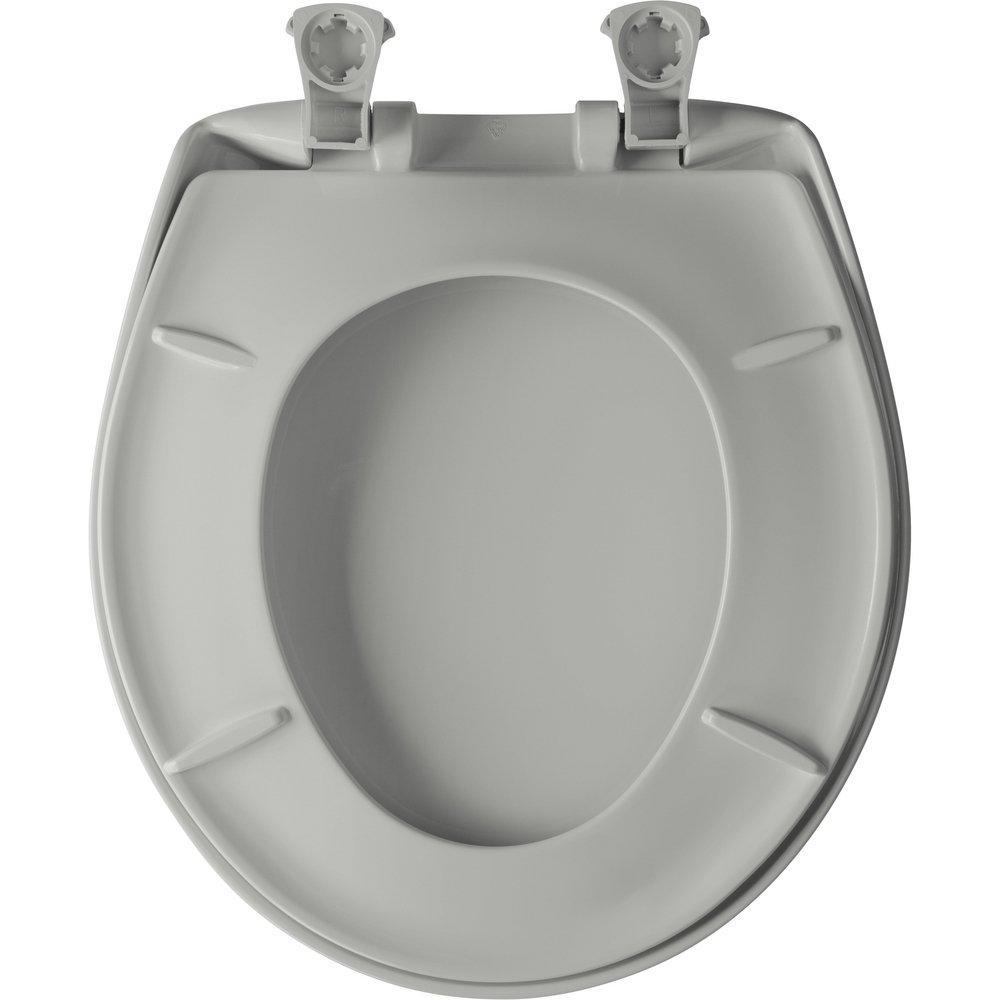 Bemis Ice Grey Round Closed Front Toilet Seat with Cover 