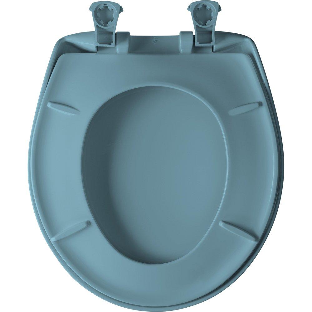 Bemis Regency Blue Round Closed Front Toilet Seat with Cover 