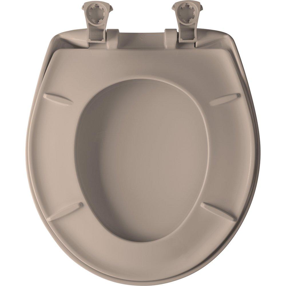 Bemis Fawn Beige Round Closed Front Toilet Seat with Cover 