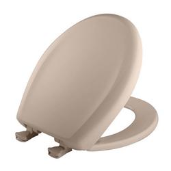 Round Closed Front Toilet Seat with Cover in Fawn Beige