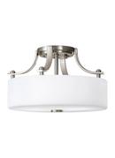 7-1/2 x 13 in. 100 W 2-Light Medium Semi-Flush Mount Ceiling Fixture in Brushed Stainless Steel