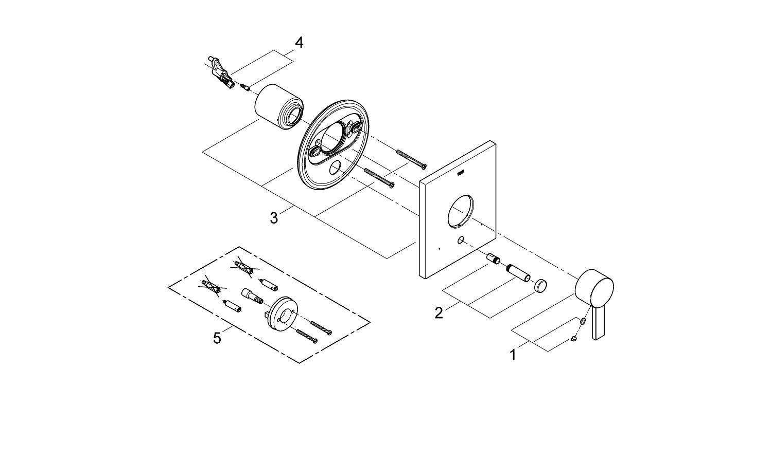 GROHE StarLight&reg; Chrome Single Handle Bathtub & Shower Faucet in StarLight Chrome Trim Only 