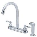 Double Lever Handle High Rise Kitchen Faucet with Spray in Polished Chrome