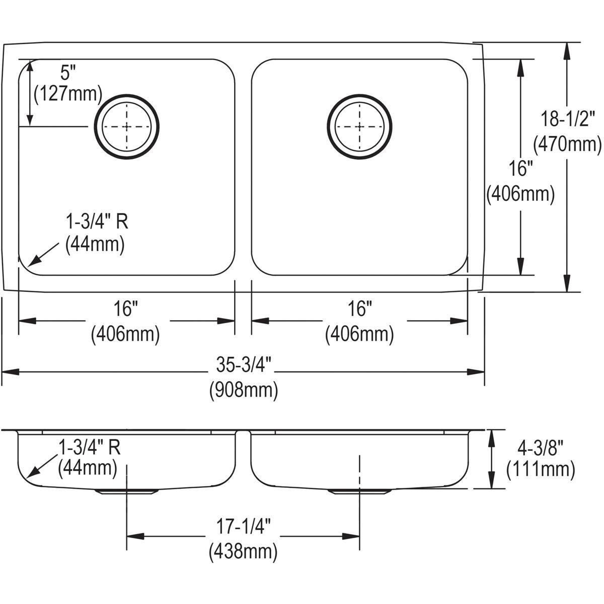 Elkay Lustrous Satin 36 X 19 0 Hole Double Bowl Stainless Steel Undercounter Kitchen SINK *LUSTER 