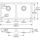 Elkay Lustrous Satin 36 X 19 0 Hole Double Bowl Stainless Steel Undercounter Kitchen SINK *LUSTER 