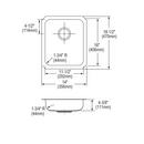 Elkay Lustrous Satin 14 x 18-1/2 in. 18 ga No-Hole 1-Bowl Undermount 304 Stainless Steel Kitchen Sink with Rear Center Drain 