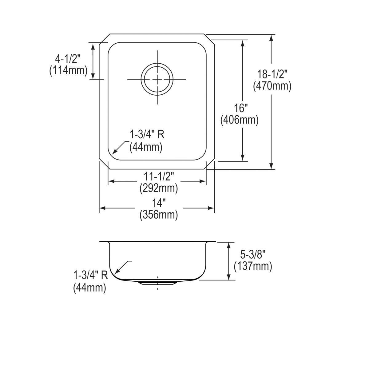 Elkay Lustrous Satin 14 x 18-1/2 in. Undermount Stainless Steel Bar Sink 