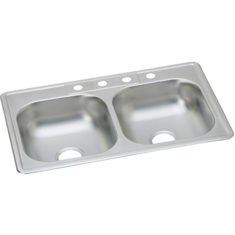 Kingsford Satin 33 x 22 in. Stainless Steel Double Bowl Drop-in Kitchen Sink 