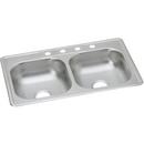 33 x 22 in. 3 Hole Stainless Steel Double Bowl Drop-in Kitchen Sink