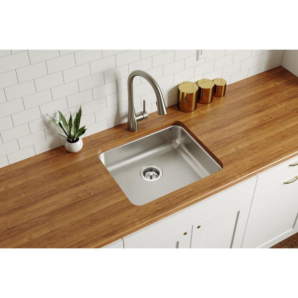 Elkay Lustrous Satin 21-1/2 x 18-1/2 in. No Hole Stainless Steel Single Bowl Undermount Kitchen Sink 