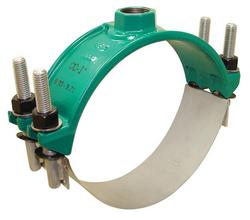 6 x 1 in. IP PVC Ductile Iron Double Stainless Steel Strap Epoxy Saddle