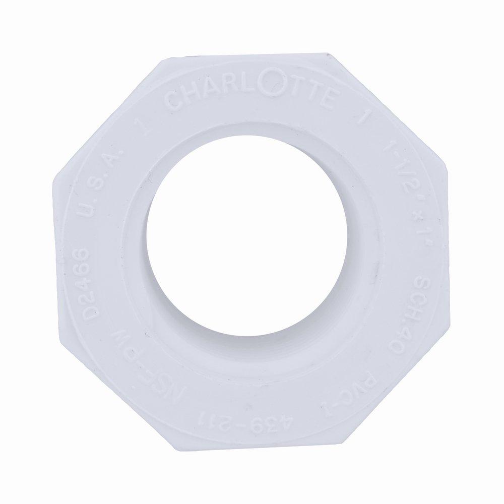 White PVC Schedule 40 Male x Female Threaded Bushing 