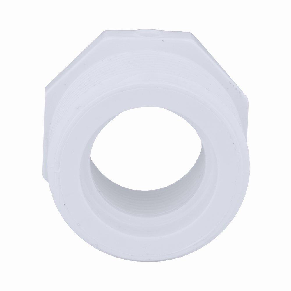 White PVC Schedule 40 Male x Female Threaded Bushing 