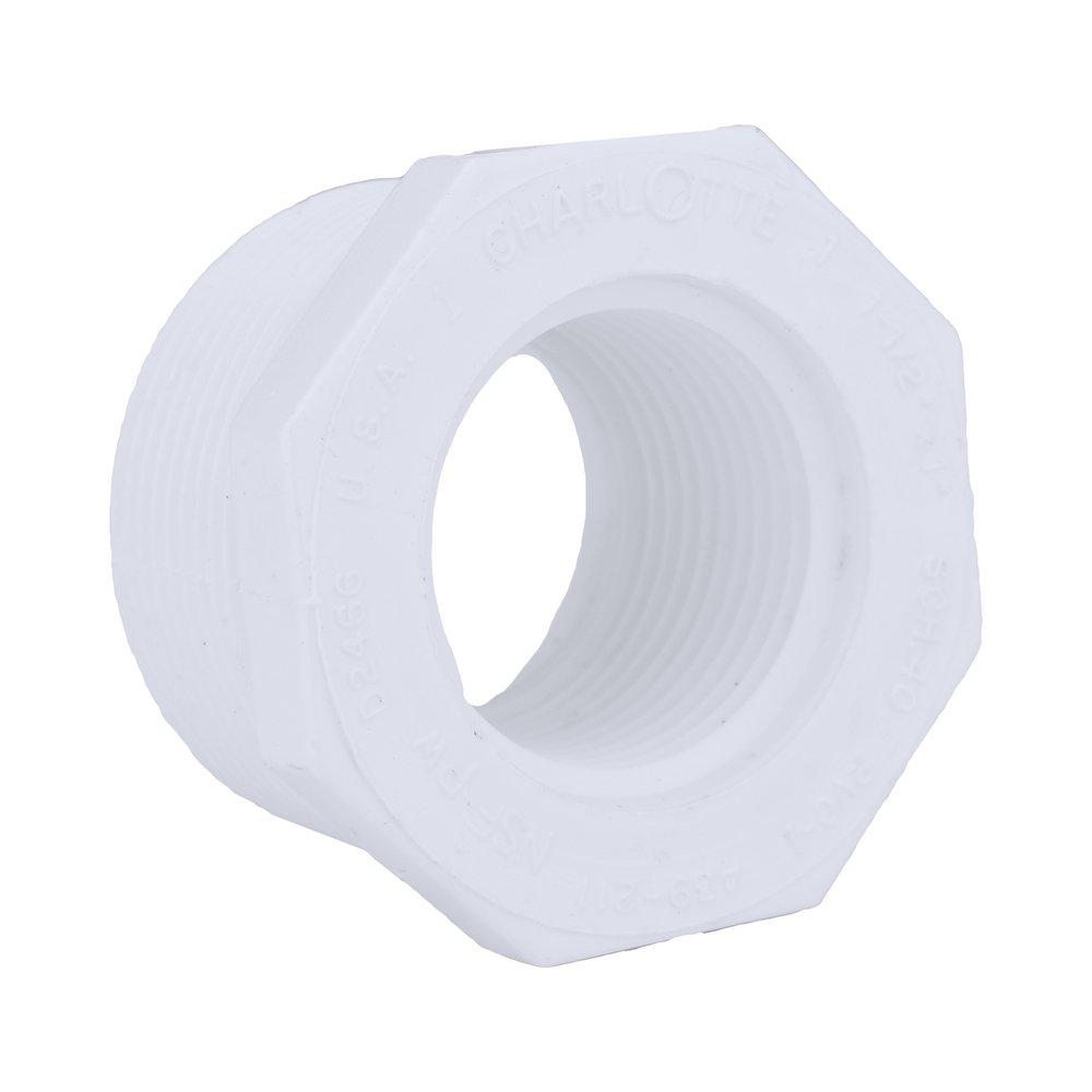 White PVC Schedule 40 Male x Female Threaded Bushing 
