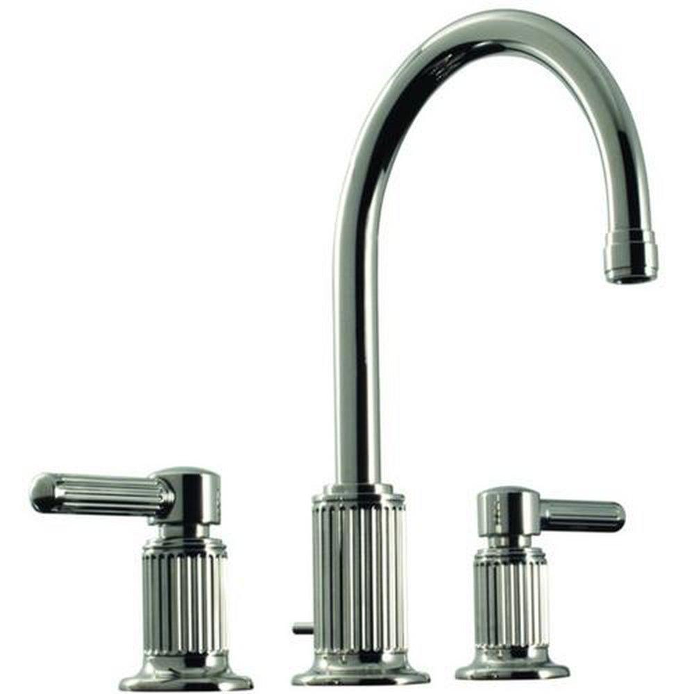 Santec Polished Nickel Widespread Bathroom Sink Faucet with Double Lever Handle 