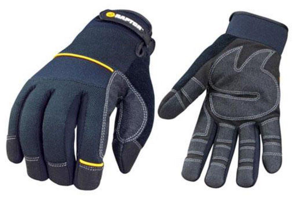 RAPTOR&reg; Black Rubber, Synthetic Suede, Terry Cloth and Velcro Mechanical Reusable Gloves in Black 