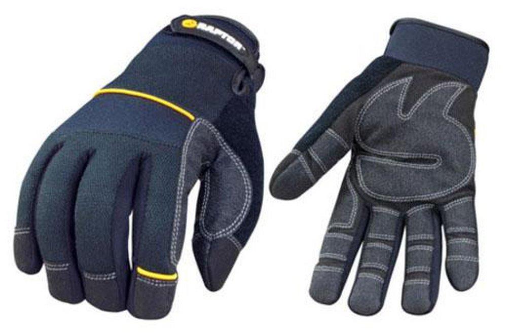 RAPTOR&reg; Black Rubber, Synthetic Suede, Terry Cloth and Velcro Mechanical Reusable Gloves in Black 