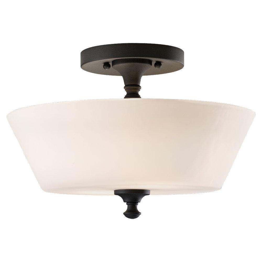 Feiss Black 2-Light Medium E-26 Base Semi-Flushmount Fixture 