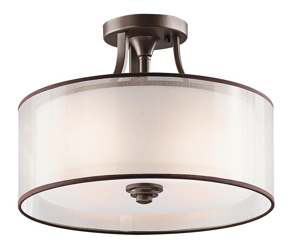 Kichler Lighting Mission Bronze 75W 3-Light Medium Semi-Flush Mount Ceiling Fixture 