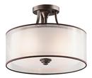 75 W 3-Light Medium Semi-Flush Mount Ceiling Fixture in Mission Bronze