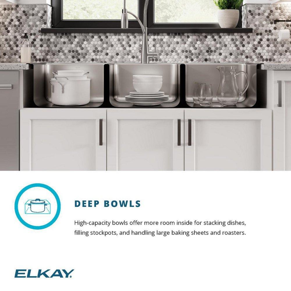 Elkay Lustrous Satin 54 x 22 in. Stainless Steel Triple Bowl Drop-in Kitchen Sink in Lustrous Satin 
