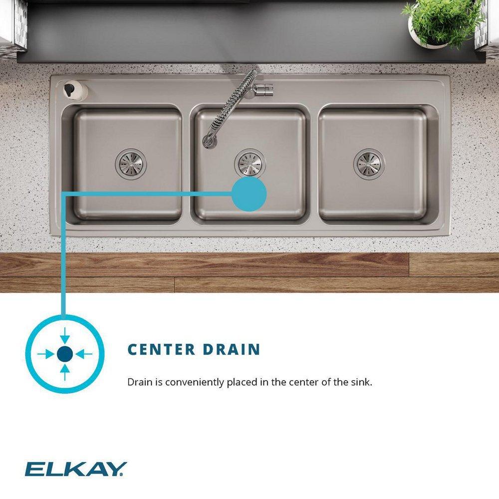 Elkay Lustrous Satin 54 x 22 in. Stainless Steel Triple Bowl Drop-in Kitchen Sink in Lustrous Satin 