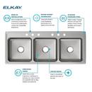 Elkay Lustrous Satin 54 x 22 in. Stainless Steel Triple Bowl Drop-in Kitchen Sink in Lustrous Satin 