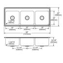 Elkay Lustrous Satin 54 x 22 in. Stainless Steel Triple Bowl Drop-in Kitchen Sink in Lustrous Satin 