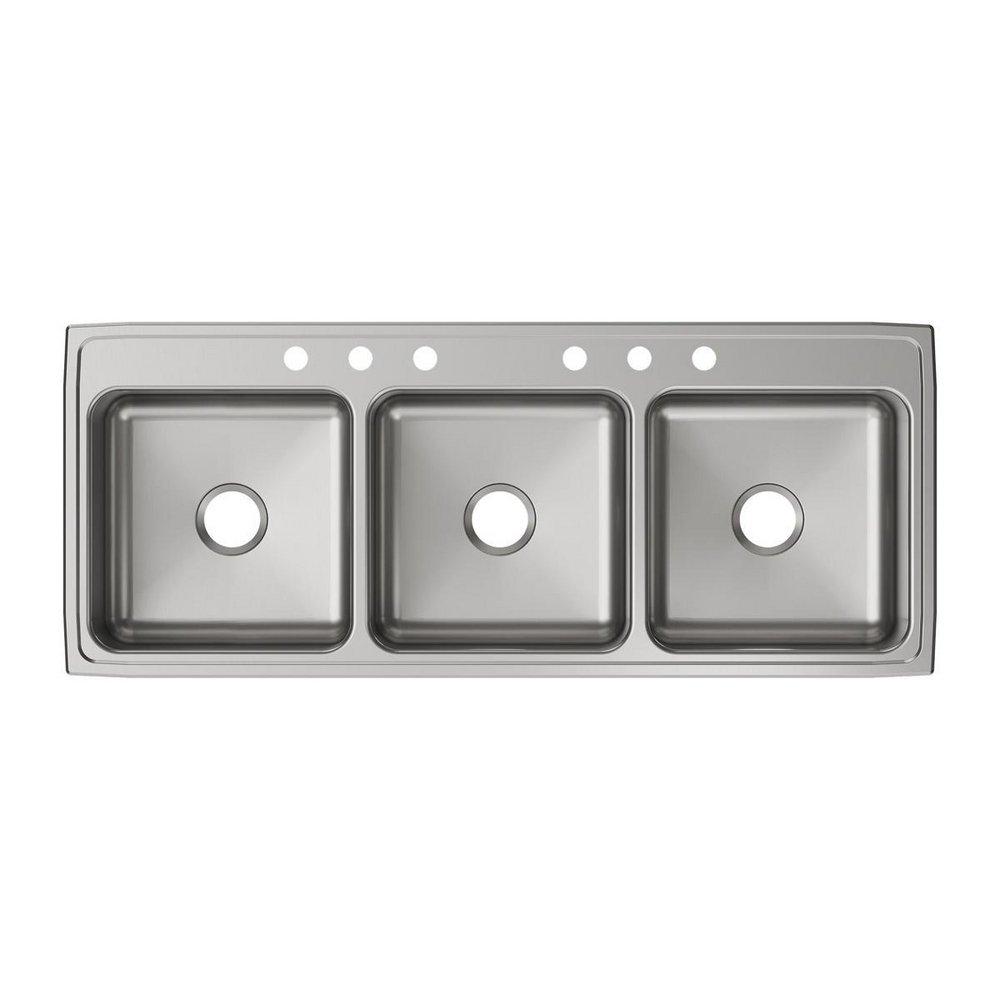 Elkay Lustrous Satin 54 x 22 in. Stainless Steel Triple Bowl Drop-in Kitchen Sink in Lustrous Satin 