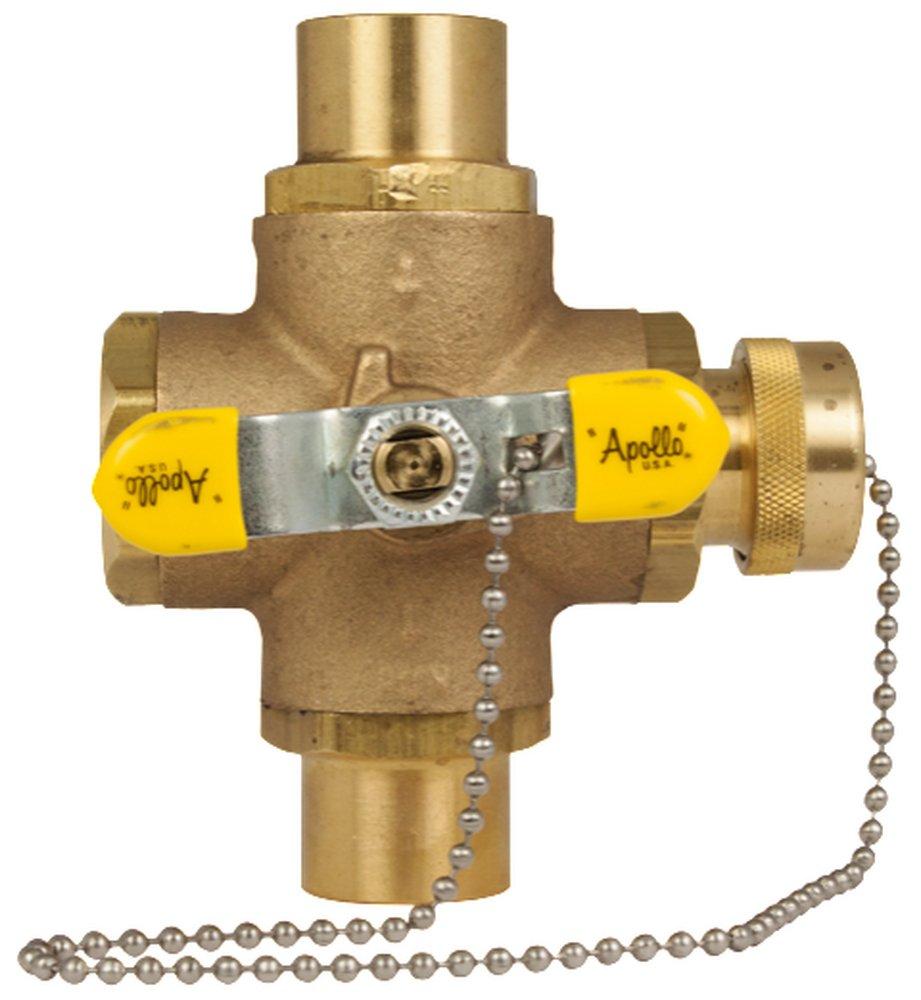 Apollo Valves Chrome Plated Bronze Drain Port Solder x GHT 600# Ball Valve 