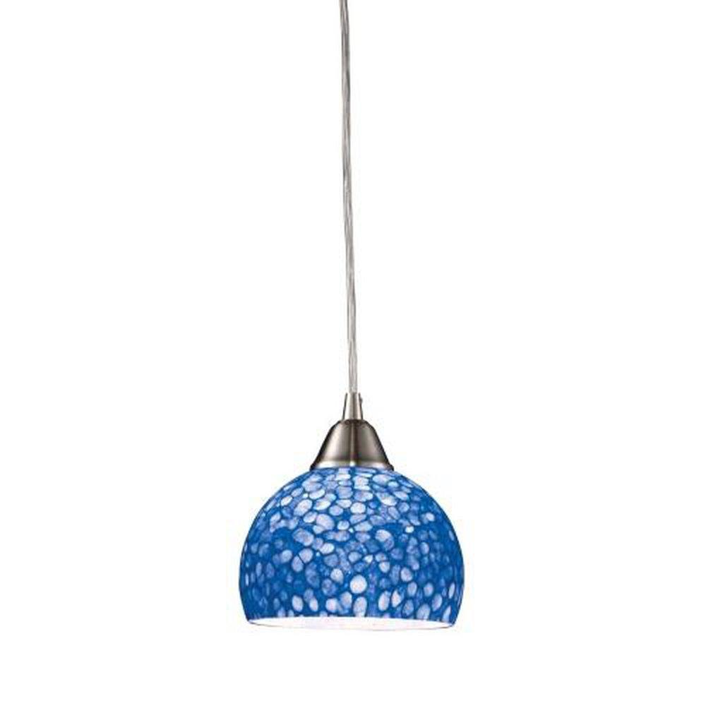 Satin Nickel *CIRA 1 Pendant SN With PEB Blue Glass 