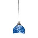 Satin Nickel *CIRA 1 Pendant SN With PEB Blue Glass 