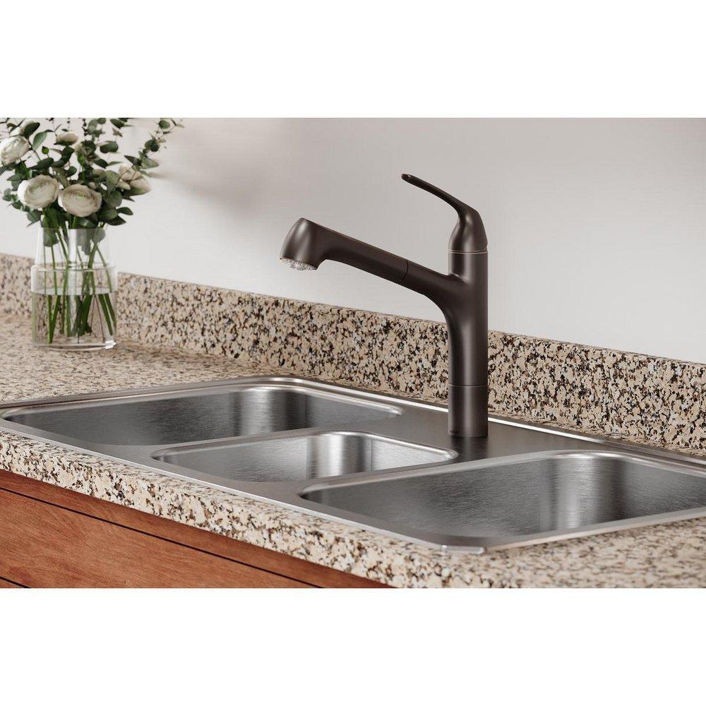 Elkay Oil Rubbed Bronze Single Handle Pull Out Kitchen Faucet 