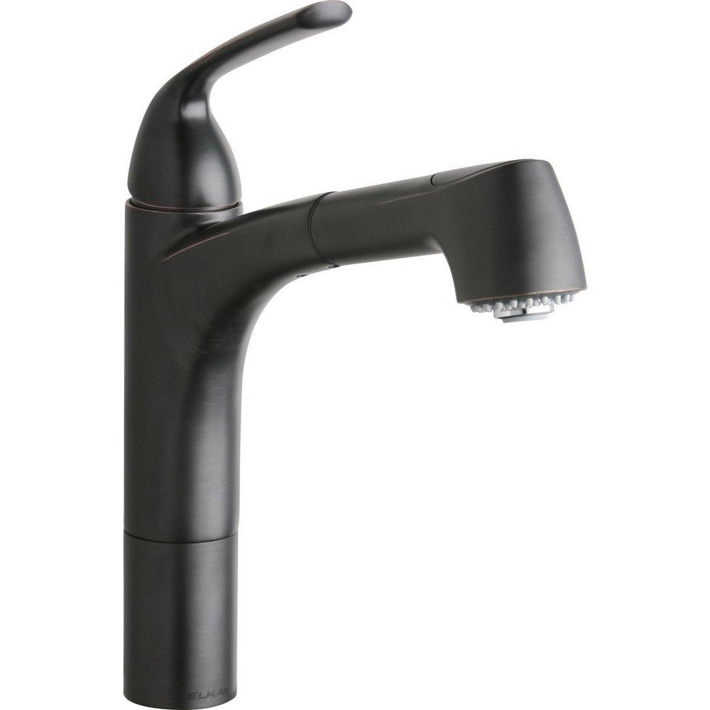 Elkay Oil Rubbed Bronze Single Handle Pull Out Kitchen Faucet 